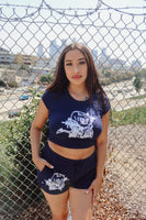 Navy crop shirt