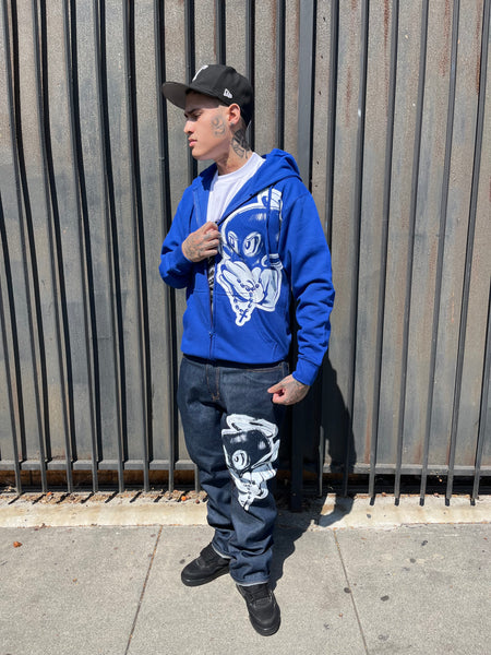 Blue rosary zip up