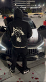 Blk wolf zip up hoodie