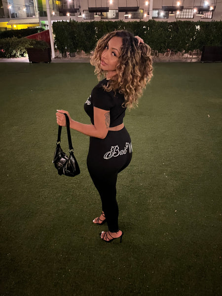 Blk cursive leggings