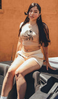 Khaki crop shirt