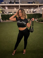 Blk cursive crop shirt