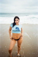 Light blue crop shirt