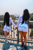 White lounge shorts