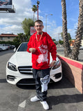 Red zip up hoodie