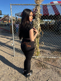Blk cursive leggings