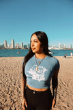 Blue crop shirt