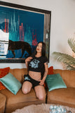 Blk bag crop shirt